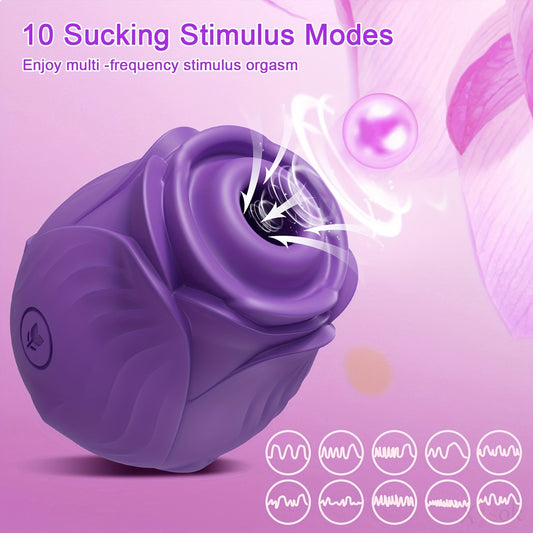 1pc Rose Vibrator Toys, Female Clitoris Sucker Vacuum Stimulator Flirting Toys, Nipples And Clit Sucking Sex Toys, 10 Sucking Modes, Magnetic Rechargeable Waterproof And Shower Use Adult Supplies